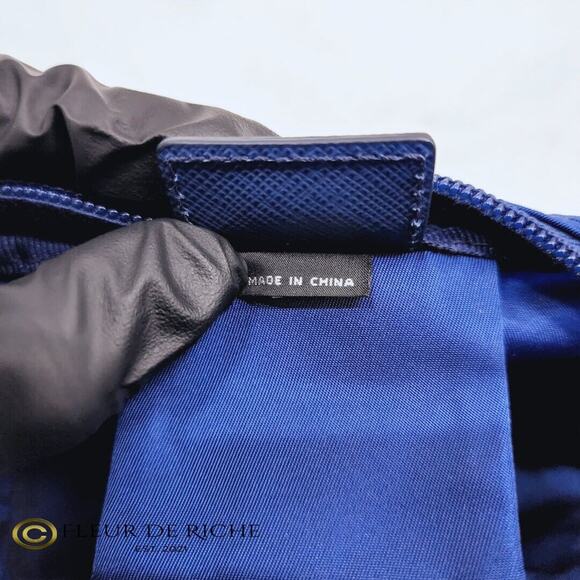 Prada Necessaire Tessuto Nylon Medium Toiletry Clutch Case Blue Bleuette 1NA012 - Picture 10 of 11
